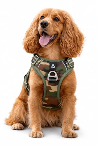 IzzyB No Pull Dog Harness | Adjustable Reflective Harness Camouflage Green Small