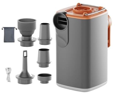 Mini luftpump | Elektrisk uppblåsare med campingljus och 5 munstycken | Mini elektrisk luftpump, för uppblåsbara flottörmadrass hem resor sport strand väg