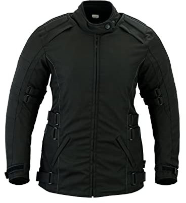 Texpeed Giacca moto da donna con protezioni - Cappotto invernale lungo da donna impermeabile in tessuto Cordura con armatura moto CE (EN 1621-1) M