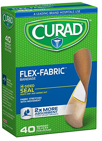 Curad cur45245rbz vendaje, Flex tela, 3/4 x 2.5, 40 por caja