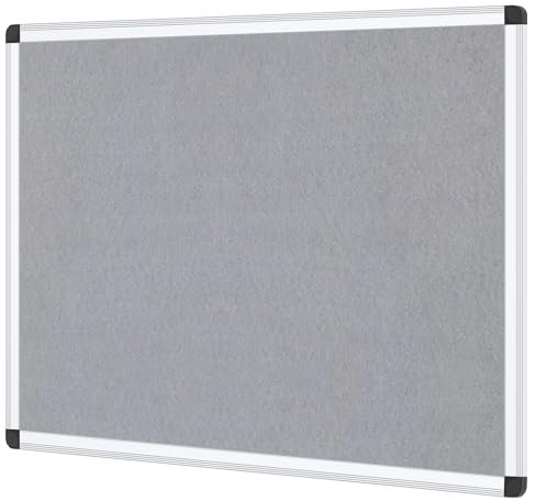 VIZ-PRO Pinnwand - Textil/Filz (grau) - mit Alurahmen - 120 x 90 cm