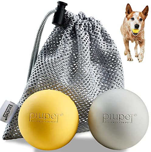 PiuPet® Hundebälle I 6,5cm Durchmesser I Inkl. Beutel zum Verstauen I 2er Ball-Set I Hundespielzeug Ball I Hundeball bissfest I Hundespielbälle | Dog Toy | Wurfball für Hunde | Bälle für Hunde