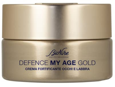 BioNike Defence My Age Gold - Crema Contorno Occhi e Labbra Antirughe con Acido Ialuronico, Trattamento Fortificante per Levigare, Distendere e Rivitalizzare la Pelle Matura, 15ml