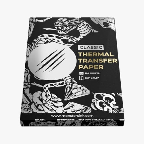 Monsters Ink Classic Thermal Transfer Paper, Tattoo Stencils Paper (Box of 100)