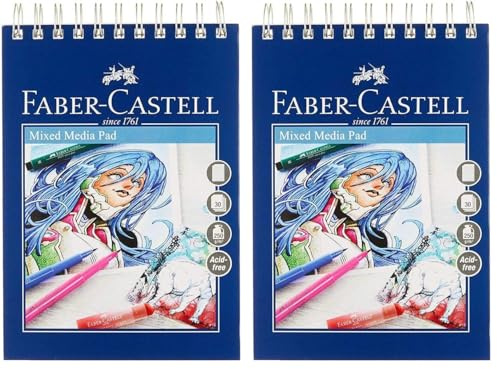 Faber-Castell Creative Studio Mixed Media Pad, A4 250 GSM Pad of 30 Sheets - Ring Binder (Pack of 2)