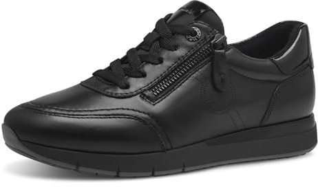 Tamaris Comfort Damen Sneaker flach zum Schnüren mit Reißverschluss, Schwarz (Black Uni), 40 EU