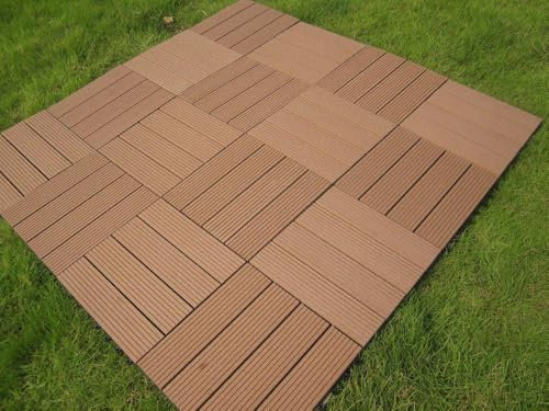 10 Dalles de Terrasse en Plastique Clipsable Résistant Aux Forte et Basses Températures 30 X 30 cm Revêtement Extérieur Pour Jardin Balcon Piscine