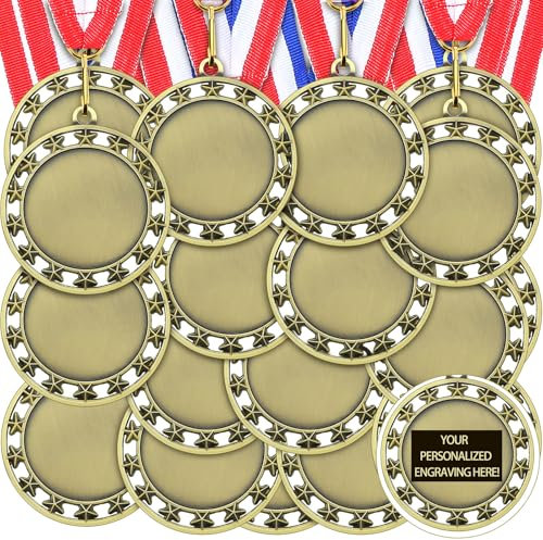 Kigeli 50Pcs Blank Medals Bulk for Awards with Neck Ribbons, Stylish