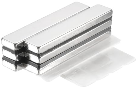 QUARKZMAN 6 stycken magneter, självhäftande, rektangulära magneter, extra starka magneter, små platta magneter, stark magnetisk fastsättning för kontor, magnettavla, köksskåp, hantverk (50 x 10 x 4