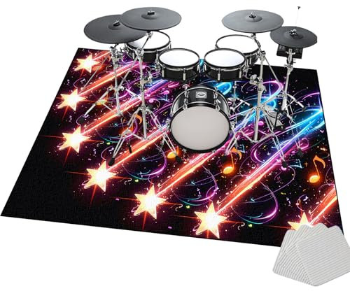 JaevKwzy Professioneller Drum Teppich | Schallschutz Teppich | rutschfeste Drum Rug für Bass Drum Snare und andere Instrumente | 200 x 160 cm Trommel Teppiche für Akustische Elektronische Schlagzeuge