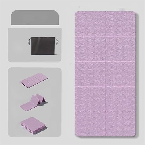 8mm Faltbare Yogamatte Reise Leicht Reiseyogamatte mit Tragetasche Klappbare Fitnessmatte Rutschfest Pilates Mat Tragbare Trainingsmatte Gymnastikmatte für Reisen, Yoga, Pilates(183×61cm)(lila)
