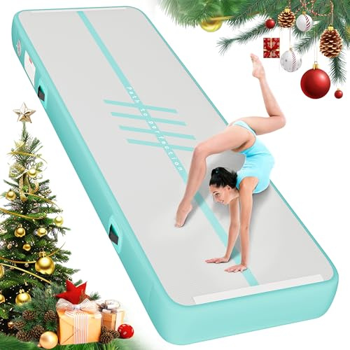 YITAHOME - Tappetino da ginnastica gonfiabile con pompa ad aria elettrica, 3 m, altezza 10 cm, colore verde
