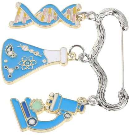 VALICLUD Broche Scientifique en Métal Émaillé Solide – Épinglettes Microscope Double Hélice Adn et Bécher – Accessoire Léger 1 Pièce pour Fête Scientifique, Paquet à Dos et Casquette