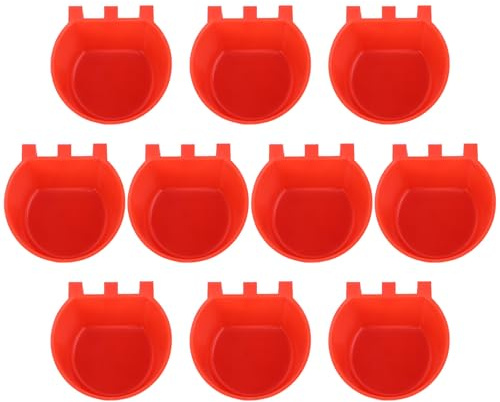Comedero para Aves con Ranuras, 10 Piezas de Polietileno Rojo | Suministros para Aves, Diseño Ligero y Resistente al Desgaste, Limpieza Sencilla, Formato Práctico para Uso Exterior