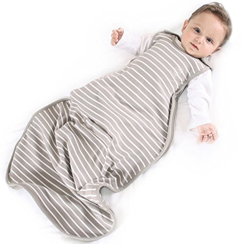 Woolino Ultimate 4 Season Baby Sleeping Bag - Merino Wool Baby Sleep Sack, Organic Cotton Outer, Temperature Regulating Year Round Wearable Blanket, Adjustable Universal Size 2-24 Months - Earth