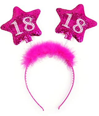 PartyDeco Haarreif Zahl #18 Pink