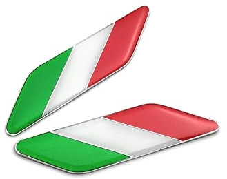 PTDecals Set of 4pcs Aluminum Italian Flag Emblem Parallelogram Shape Sticker Graphic Decals For Vehicle Motor Car Side Skirts Trunk Boot Tailgate Bumper Door Guard Windows