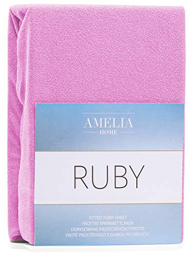 AmeliaHome Lenzuolo con Angoli Elasticizzati, in Spugna, Cotone, Colore e Dimensioni a Scelta, Cotone, Fucsia, 200x220-220x240 cm