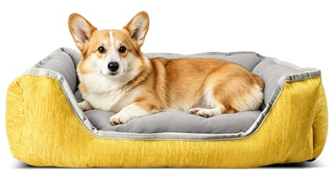 PETCUTE Cama Perro Cojín Perros Antiestres Cama Gato Lavable Cama para Perros Ortopédica Mediano Amarillo