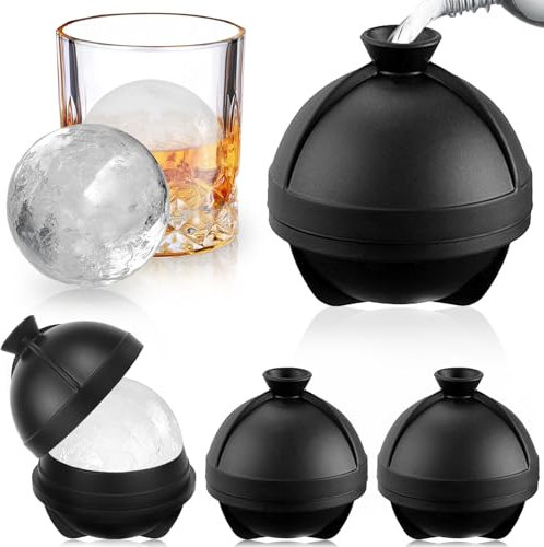 Ghiaccio Stampo, 4 Pezzi Stampo Ghiaccio Silicone con Coperchio, Stampi per Ghiaccio Sfera XXL a Facili da Rilascio, Impilabili Forme per Ghiaccio Grandi Senza BPA per Whisky, Cocktail e Snack Bambini