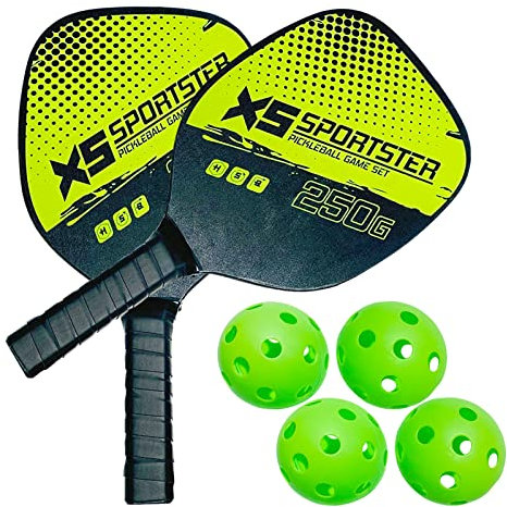 SM SunniMix Pickleball Paddles Schläger Set, Pickleball Paddle Set aus 2 Schlägern und 4 Pickleballs Bällen, Pickle-Ball Schläger mit tragbarer Tasche für Herren, Stil A