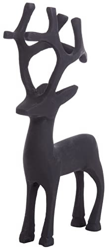 Brandsseller Dekofigur 19 cm Rentier Hirsch Metall Skulptur Dekoration Weihnachten Winter - Schwarz