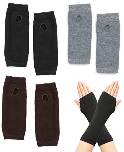 PFLYPF 3-par fingerlösa handskar, armvärmare, vinterhandskar, varma handskar för män och kvinnor, Varierad, En Storlek
