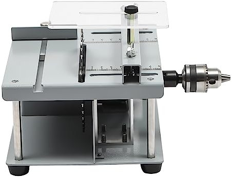 kangten Mini scies circulaires de table modernes 96 W Moteur à deux axes en cuivre pur Fait à la main Argent Outil de coupe réglable