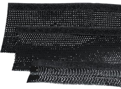 ISOLATECH Geflechtschlauch Ø 12,7mm 1 Meter, schwarz Meterware - Hitzebeständiger Kabelschutz mit Klettverschluss - Kabelmanagement für Schreibtisch & PC