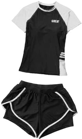 Dickly Damen Badeanzug Neoprenanzug Kurzarm Bikini Schnorchelanzug Badeanzug Schwimmanzug für Schwimmbad, weiß schwarz, m