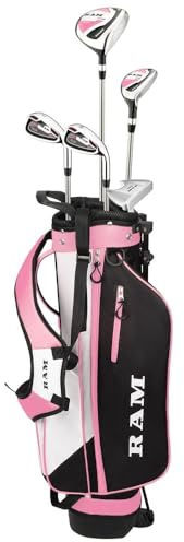 Ram Golf SDX Junior Girls Golf Clubs Set with Bag (Pink, 9-12 Years, Right)