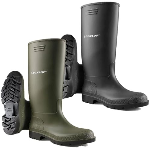 MENS LADIES UNISEX DUNLOP WELLINGTONS BOOTS WELLIES FULLY WATERPROOF CALF HIGH ANKLE MUCKER SNOW RAIN RUBBER SHOES (GREEN, UK Footwear Size System, Adult, Men, Numeric, Medium, 7)
