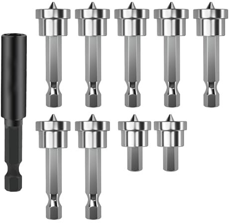 10 PCS Plasterboard Drill Bit, Drywall Screw Depth Setter PH2 Magnet Drywall Drill Bit 1/4 Inch Hex Shank Drywall Screw Driver Bit Set with 60mm Extension Socket Drill Bit Holder for Plasterboard
