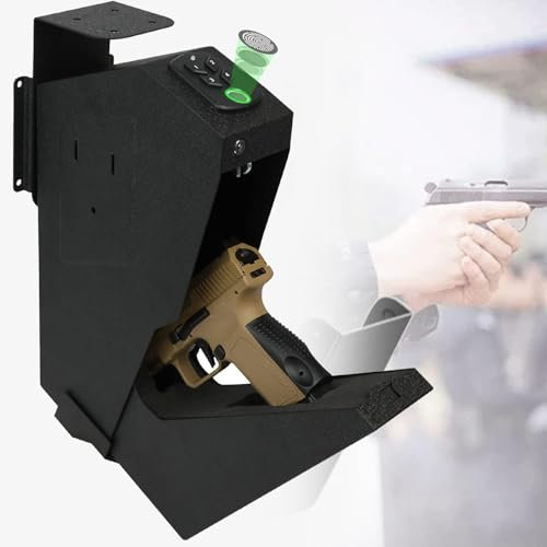 Hydravex Caja Fuerte para Pistola con Huella Dactilar, Armario para Pistola montado en la Pared, Armario para Pistola, Caja Fuerte para Armas, Caja Fuerte para Armas con Teclado Digital y Llave