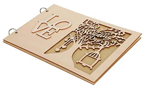 Libro degli Ospiti per Matrimonio in Legno - Quaderno Creativo in Legno per Matrimonio - Diario 'album di Nozze - Stile Artigianale JM01460, JM01461, JM01636 (Stile 2