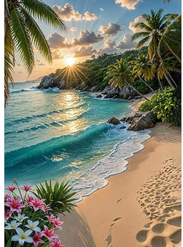 CEOVR Diamond Painting Kit Erwachsene Landschaft Diamond-painting Kits,30x40 cm Strand und Meer Diamant Paintings Kit,5D DIY Diamond Painting Bilder Set,Diamant Art Kit Erwachsene