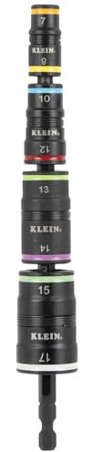 Klein Tools 32934M Destornillador de impacto, juego de llaves de vaso métricas 8 en 1, 4 llaves de vaso abatibles con tamaños de llave de tuerca de 7, 8, 10, 12, 13, 14, 15 y 17 mm, eje de impacto de