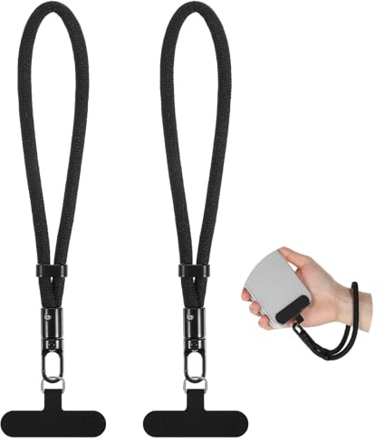 Nogeqi 2 cadenas cortas universales para teléfono móvil, correa de mano para teléfono móvil, correa de muñeca, correa para teléfono móvil, colgante para teléfono móvil, pulsera antipérdida, ajustable