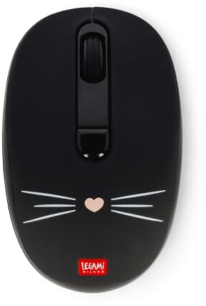 Legami - Mouse Wireless con Ricevitore USB Ultra Compatto, Tema Kitty, 3 Opzioni di Velocità, Materiale ABS, Connessione Wireless fino a 10 m