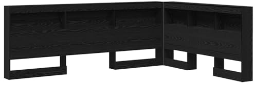 vidaXL Cabezal de estantería en L Negro Roble 160 x 200cm, Hecho de Madera aglomerada. Ofrece Mucho Almacenamiento, Tiene un diseño Minimalista, es autoportante y se USA en Interiores. Fácil de Mont