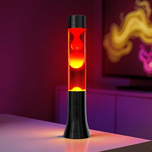 Lamptobe Lámpara de Lava 39cm, Lampara de Lava, Cera Roja, Líquido Blanco, Con 2 Bombillas Incluidas, Ideal para Habitación, Salón, Sala de Estar