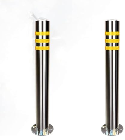 OWOHYG Bollard Post 2 Pack Parking Barriers with Base and Lock for Commercial or Private Use, Delineator Poles Bollards for Increased Night Visibility (76x750mm),76x750mm,76x750mm