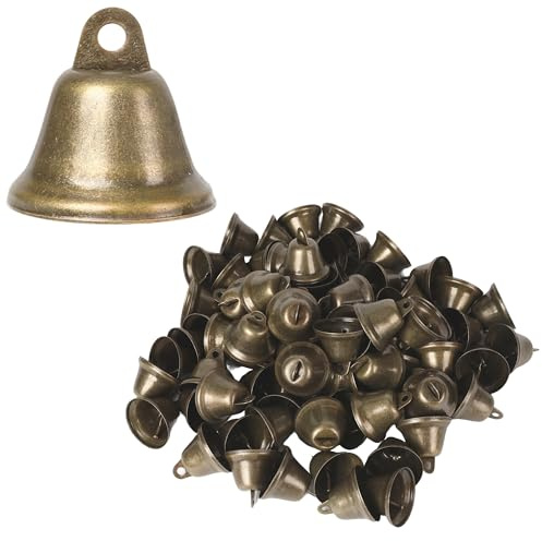 80 Pcs Vintage Metal Jingle Bells, Mini Hanging Antique Bronze Bells for Christmas Decorations, Small Wind Chimes for Wedding Festival Crafts