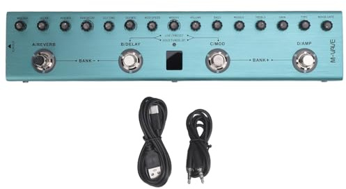 Drfeify Pedal Procesador de Efectos Múltiples para Guitarra Digital con 36 Presintonías, Puerta de Ruido, Ecualizador de 3 Bandas, Conectividad Inalámbrica, Batería de 3000 MAh, Control de