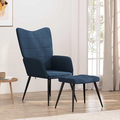 Frdhee Sillón de masaje con función de calor Sillón de televisión,Sillón Relax con Taburete Tela Azul,Para Sala de Estar Dormitorio Cine en Casa,Rápido De