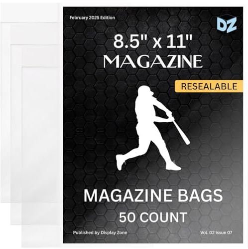 Display Zone Magazine Bags 8-3/4 X 11-1/8 - 50 Pack Acid-Free Polypropylene Plastic Sleeves - Crystal Clear Protection for Your Magazines - Archival Storage Covers for Collectors (Resealable)