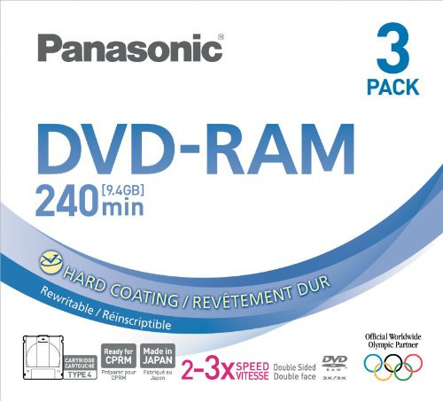 Panasonic 3x speed, 9.4GB, double sided 3 pack DVD-RAM Disc