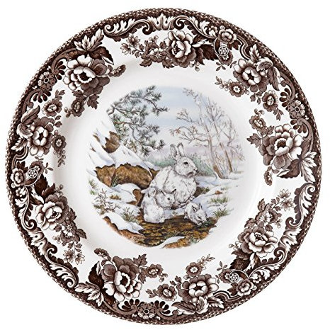 Spode Woodland 8 Salad Plate, Snow Rabbit