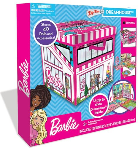 PETERKIN | Barbie Dreamhouse ZipBin: Storage for 40 Dolls and playmat! | Barbie | Dolls & Accessories Age 3+ | Ages 3+