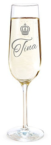 AMAVEL Sektglas mit Gravur, Royal, Personalisiert mit Namen, Individuelle Sektflöte, Sektkelch